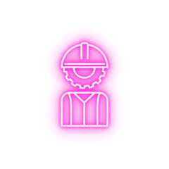 human head mechanism neon icon