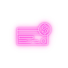 Bank card dollar neon icon