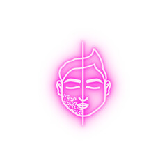 Man beard cutting neon icon