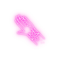 Woman hand tattoo neon icon