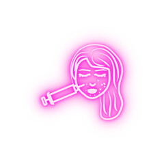 Plasma lifting woman face neon icon