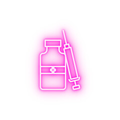 Drug medication injection neon icon