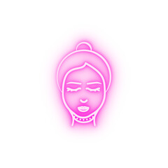 Woman surgery chin neon icon