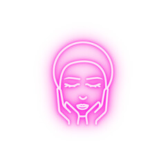 Woman cosmetic massage neon icon
