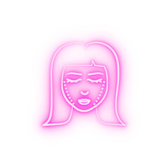 Woman cheek surgery neon icon