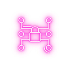 Security lock networking neon icon