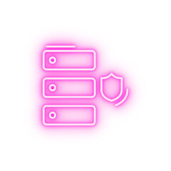 Obraz premium Database security networking neon icon