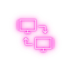 Computer networking neon icon