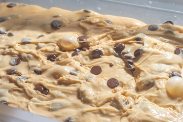 Texture of Artisan chocolate Bread or Panettone Christmas concept with coppy space