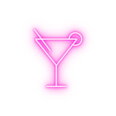 cocktail glass simple line neon icon