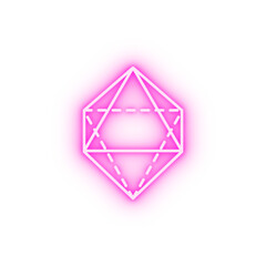 Geometric shapes octahedron neon icon