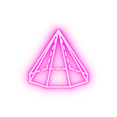Geometric shapes octagonal pyramid neon icon