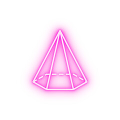 Geometric shapes hexagonal pyramid neon icon