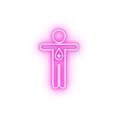 man blood donation neon icon