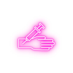 hand blood neon icon
