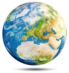 Planet Earth - Europe. Elements of this image furnished by NASA. 3d rendering. 16 bit color - obrazy, fototapety, plakaty