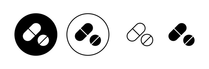 Pills icon vector. capsule icon. Drug sign and symbol