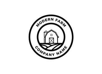 Vintage farm logo design - barn wood building house farm cow cattle