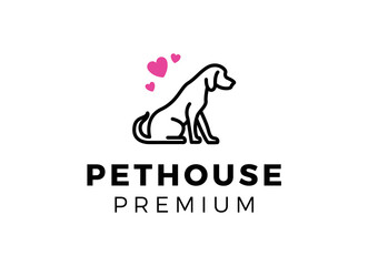 Dog pet house logo vector icon illustration