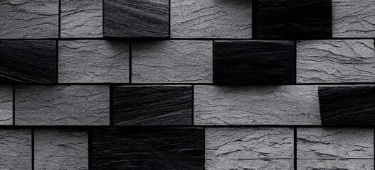 Slate tiles ceramic, seamless texture square dark gray