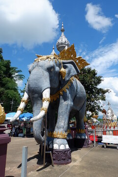 Rock Elephant Statue At Golden Triangle Thailand 