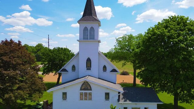 Rural Country Church Drone Footage