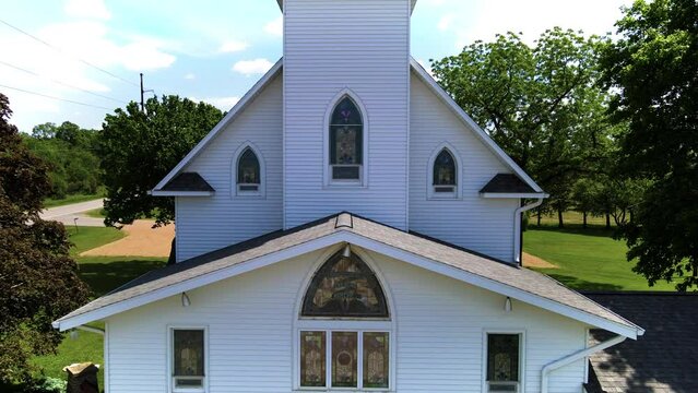 Rural Country Church Drone Footage