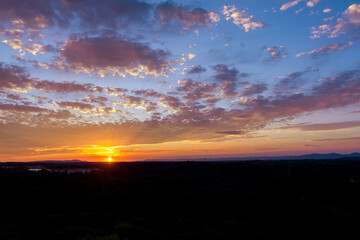 Dramatic light a colorful sky orange during purple sunset natural landscape