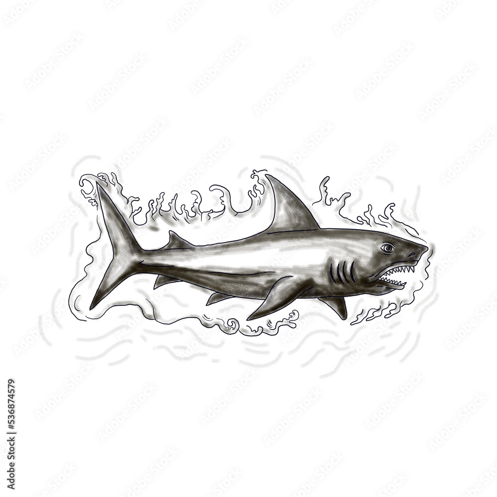 Wall mural Shark Swimming Water Tattoo