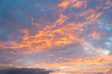 Naklejka na ściany i meble Huge Panoramic view of Sunset Sunrise Sundown Sky with colorful clouds