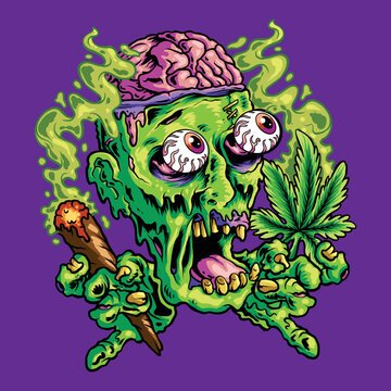 Fun Zombie with cannabis smoke and chill