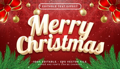 merry christmas 3d text effect and editable text effect with christmas background