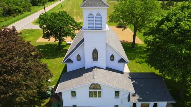Rural Country Church Drone Footage