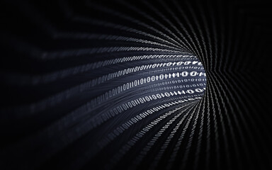 Digital numbers 0 1 panorama