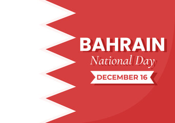 Bahrain National Day or Independence Template Hand Drawn Cartoon Flat Illustration with Wavy Flag in 16th of December Patriotic Holiday Design