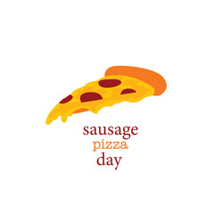sausage pizza day in 11 october logo illustration.