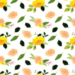 summer floral seamless pattern watercolor