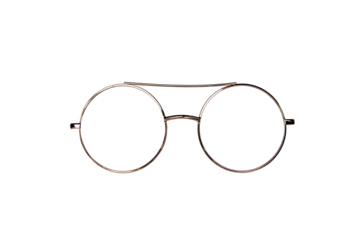 Round shape golden frames eyeglasses isolated cutout