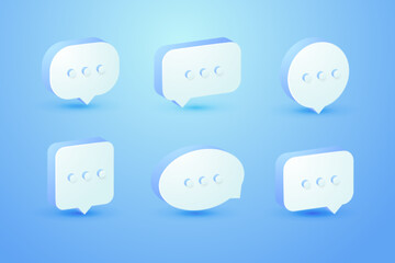 3d blue speech bubble chat icon collection set poster and sticker concept Banner