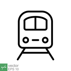 Train icon. Simple outline style. Station, tram, subway, transportation concept. Thin line vector illustration isolated on white background. EPS 10.
