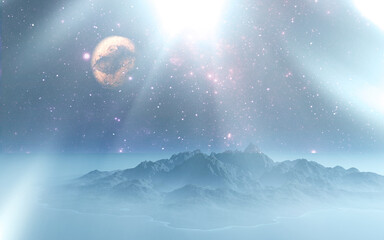 宇宙　惑星風景　3DCG © eo