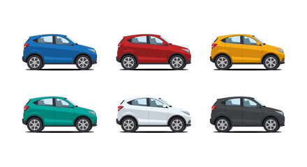 Obraz na płótnie Canvas set of suv cartoon car in various color vector illustration
