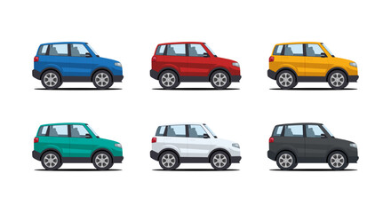 Fototapeta premium set of suv cartoon car in various color vector illustration