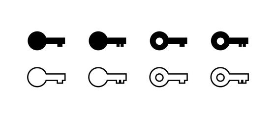 key vector. key icon, door icon, lock and unlock with silhouette style vector.