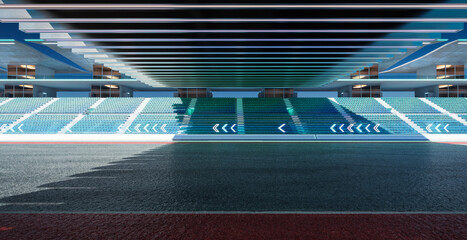 3d rendering racing concept of daytime scene futuristic racetrack - obrazy, fototapety, plakaty