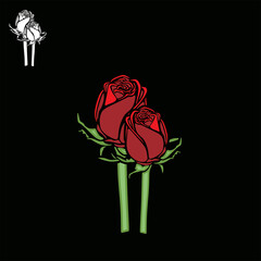 elegant red rose logo, silhouette of great flower petals vector illustrations