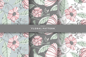 hand drawn beautiful floral pattern collection