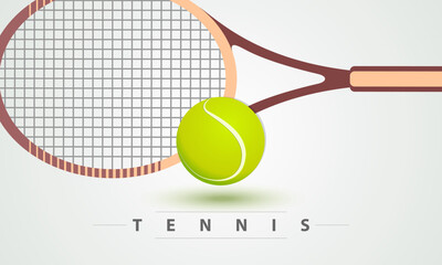 Tennis ball and racket. Wallpaper, sports background. Logo.