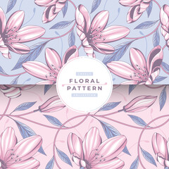 hand drawn pastel color floral pattern collection