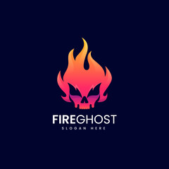 Vector Logo Illustration Fire Ghost Gradient Colorful Style.